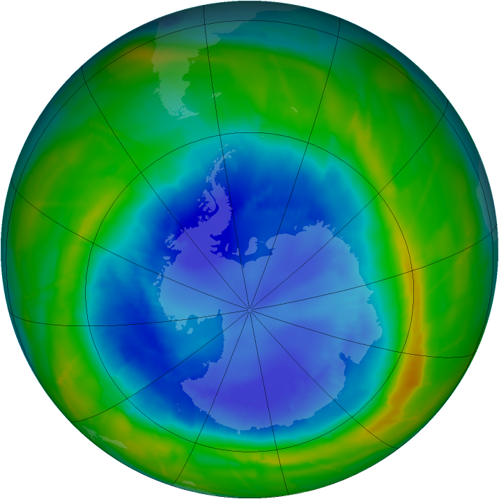 Antarctic ozone map for 01 September 2010